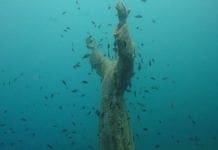 Cristo degli Abissi nella Baia di San Fruttuoso di Camogli