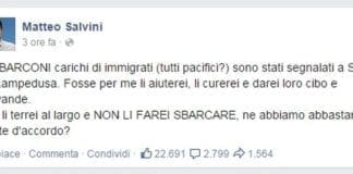 Immigrazione – Salvini: lasciare al largo i barconi