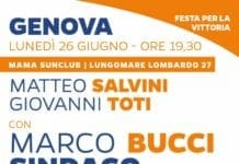 Genova, Bucci il nuovo sindaco: questa sera Salvini e Toti in Corso Italia per festeggiare