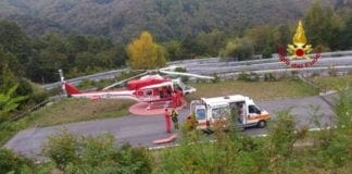 Motociclista cade a Gorreto, soccorso dall’elicottero