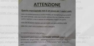 Deiezioni canine alla Foce, spunta il volantino di minacce
