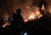 Genova, Tir in fiamme sulla A26, brucia anche il bosco sopra Voltri vigili fuoco incendio bosco