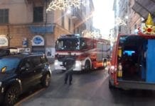 Incendio nel negozio di surgelati Giopescal di via Galata