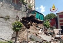 Crolla muraglione in via Antica Romana di Quarto