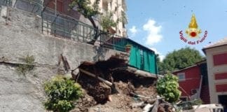 Crolla muraglione in via Antica Romana di Quarto