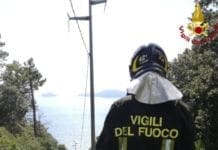 Lerici, cavo elettrico tranciato: bosco in fiamme e case senza corrente