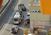Genova – Auto ribaltata in corso Europa, code e rallentamenti in direzione centro