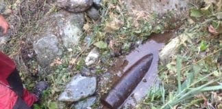 Savona – Proiettile da mortaio nel greto del Letimbro