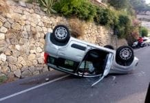 Ospedaletti – Incidente con auto ribaltata