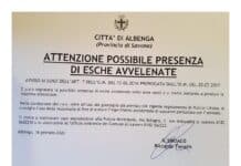 Ancora bocconi avvelenati, l’appello del Comune di Albenga