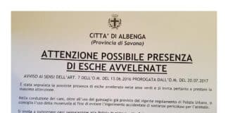 Ancora bocconi avvelenati, l’appello del Comune di Albenga