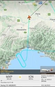 aereo scarica carburante Mar Ligure