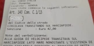 Genova – Multe alle bici sul marciapiede di corso Italia: ora c’è la pista ciclabile multa bicicletta corso Italia