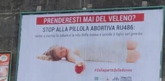 Manifesto contro la pillola RU486 a Genova, lo sdegno delle donne pillola ru486 manifesto