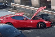 Distrutta la Ferrari del portiere rossoblu Marchetti Ferrari Marchetti distrutta