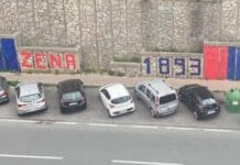 Imbrattano muri con i colori della squadra, teppisti camuffati da tifosi presi dalla polizia Marassi muro imbrattato