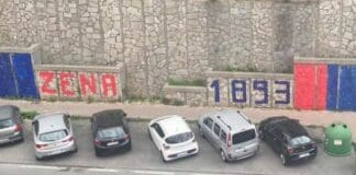 Imbrattano muri con i colori della squadra, teppisti camuffati da tifosi presi dalla polizia Marassi muro imbrattato