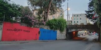 Quinto – Ancora un muraglione imbrattato da teppisti travestiti da tifosi muri imbrattati tifosi