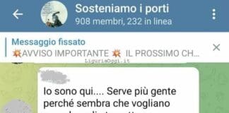 No Green pass, lo sgombero del varco di Ponte Etiopia annunciato ieri su Telegram messaggio Telegram no green pass sgombero