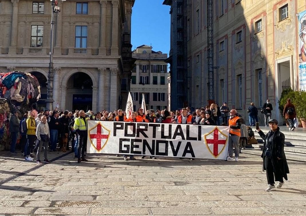 portuali no vax protesta