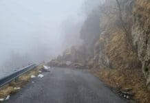 Frana sulla strada tra Torriglia e Pentema