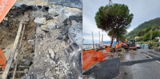 Alassio, benna rompe un tubo in passeggiata Ciccione: colonna d’acqua alta 15 metri