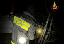 Vigili del fuoco disperso ricerca notte