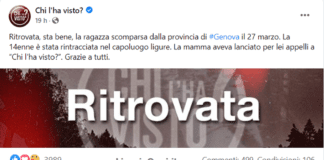 Ritrovata Lorena, la ragazza di 14 anni scomparsa da casa a Chiavari chi l'ha visto ritrovata Lorena