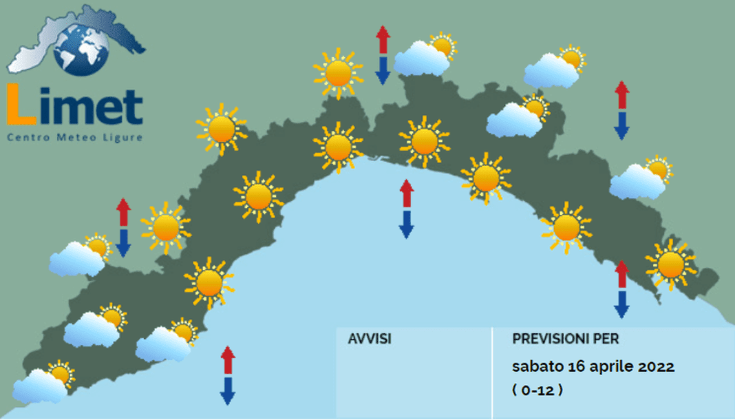 meteo Liguria 16 aprile 2022