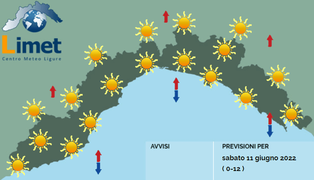 meteo Liguria 11 giugno 2022