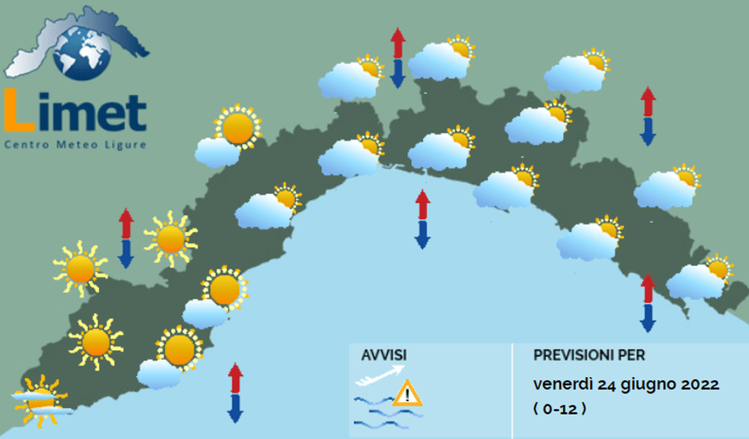 meteo Liguria 24 giugno 2022