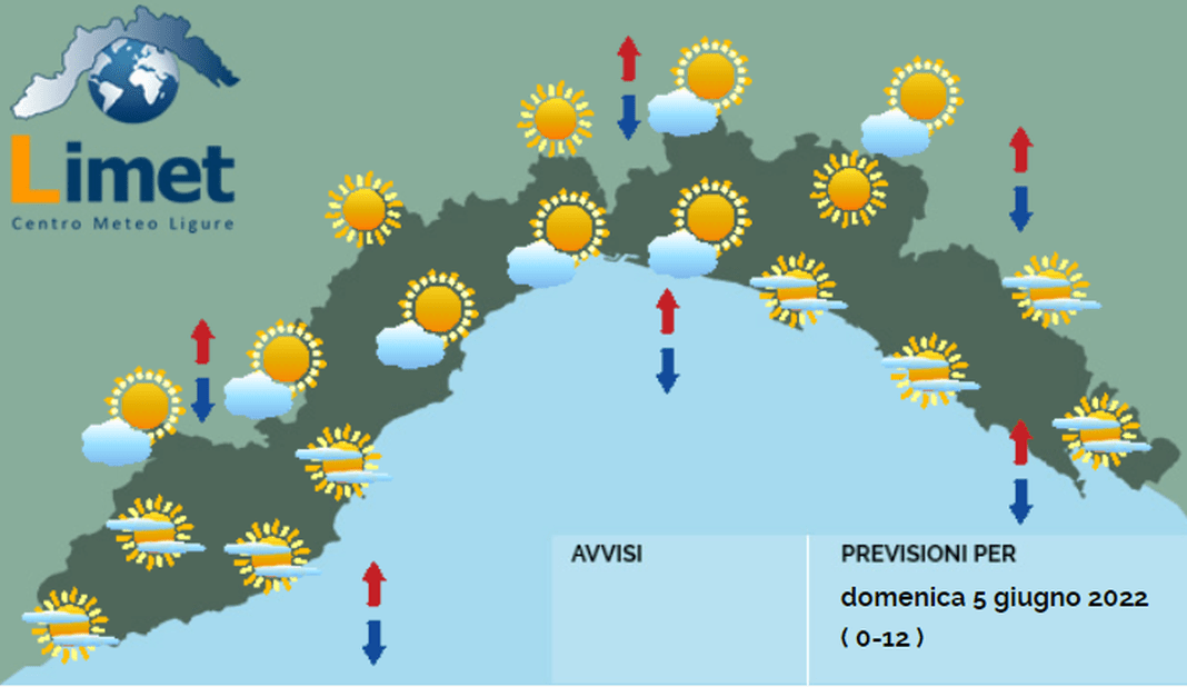 meteo Liguria 5 giugno 2022