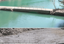 Emergenza siccità, il lago del Brugneto sempre più a secco Ponte Moro Brugneto luglio 2017