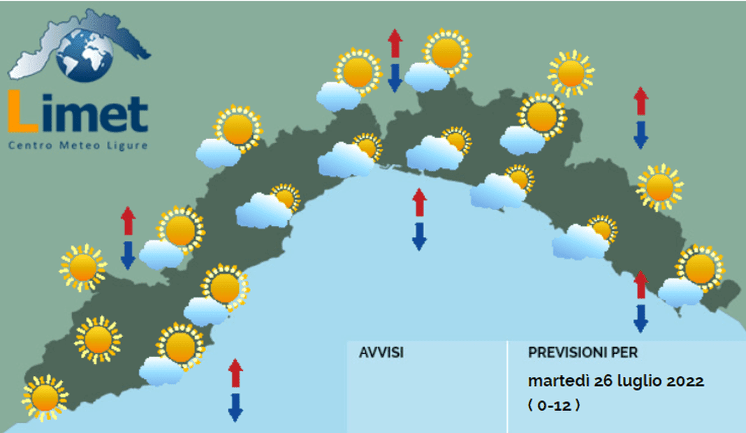 Meteo Liguria 26 luglio 2022