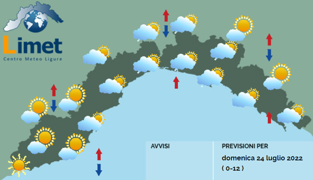 Meteo Liguria 24 luglio 2022