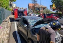Bogliasco, auto si ribalta sull’Aurelia, traffico bloccato Incidente Bogliasco, auto capottata