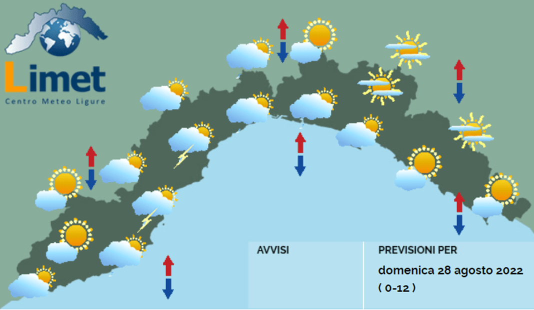 meteo Liguria 28 agosto 2022