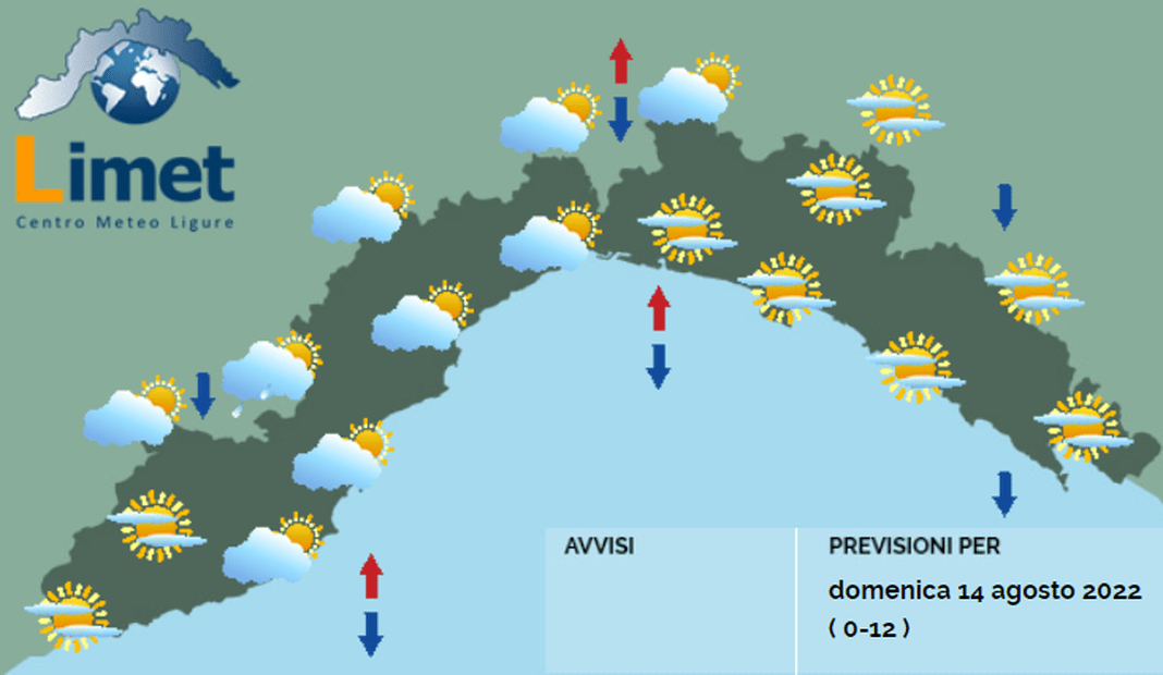 meteo Liguria 14 agosto 2022