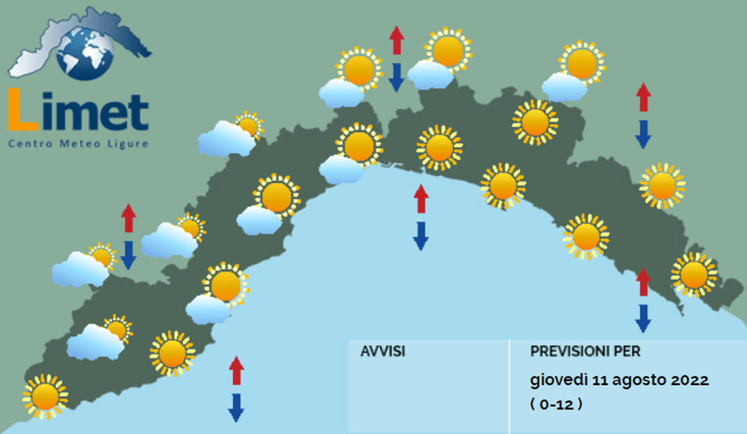 meteo Liguria 11 agosto 2022