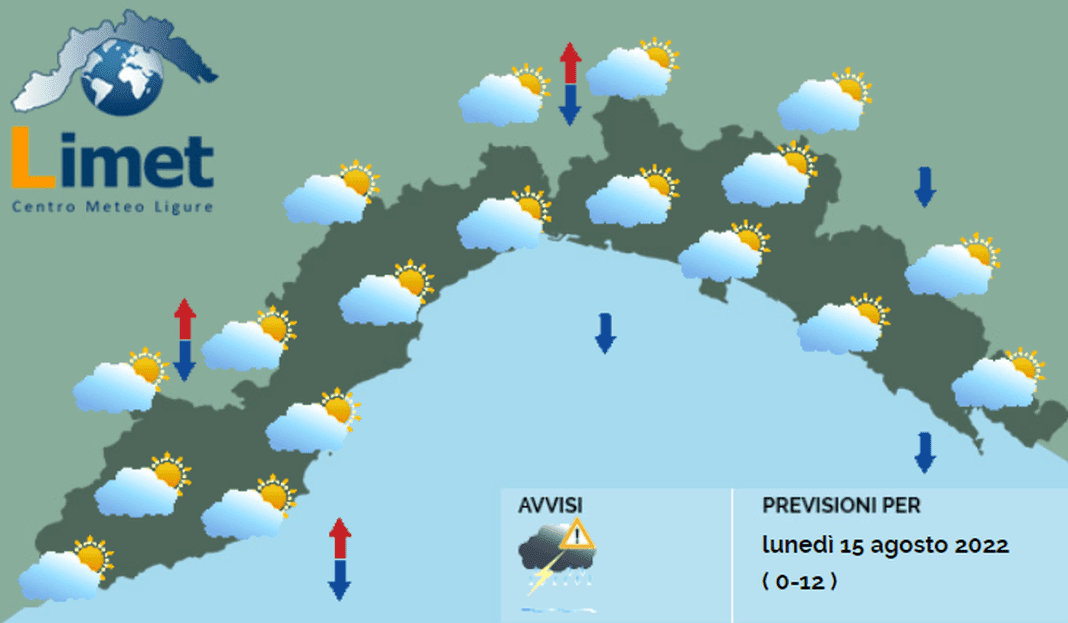 meteo Liguria 15 agosto 2022