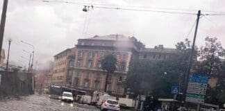 Genova, forte temporale in città, allagamenti Sampierdarena allagamenti