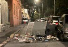 Genova, ancora emergenza cinghiali, bidoni rovesciati ad Oregina cinghiali oregina bidone ribaltato