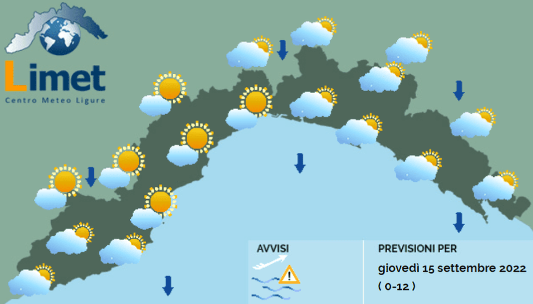 meteo Liguria 15 settembre 2022