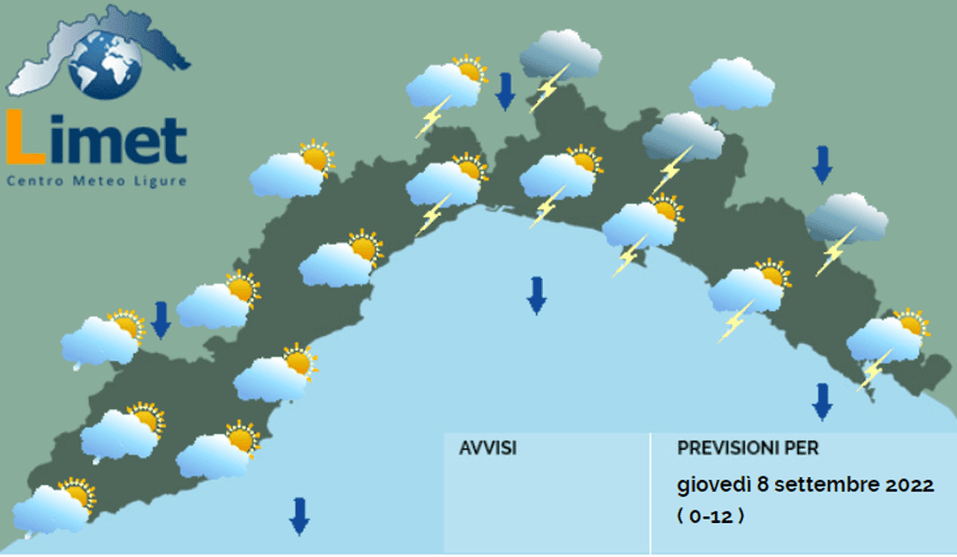 meteo Liguria 8 settembre 2022