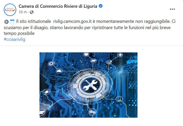 Camera Commercio delle Riviere di Liguria sito down