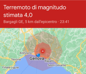Terremoto Genova 4 ottobre 2022