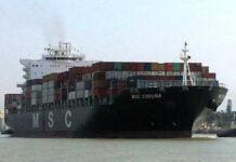Genova, in porto la prima nave da 6mila container, Toti: giornata storica Msc Coruna nave