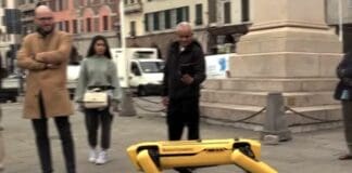 Genova, cane robot a spasso per il Porto Antico litiga con un barboncino cane robot Spot Boston Dynamics Genova