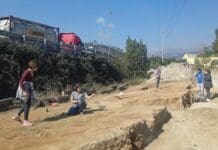 Arenzano, in coda in autostrada con vista sugli scavi archeologici romani scavi archeologici Arenzano coda autostrada