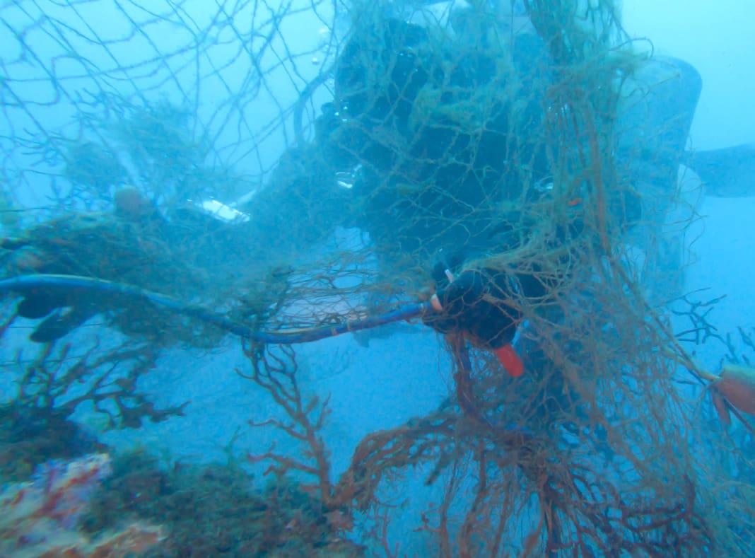 subacqueo rete pesca
